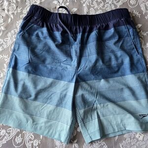Speedo Blue Gradient Swim Trunks with Elastic Waistband